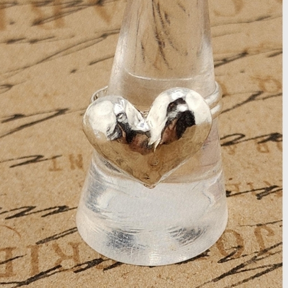 HEART HOLLOW RING HANDMADE IN STERLING SILVER METAL SIZE 9.5 - Picture 5 of 6